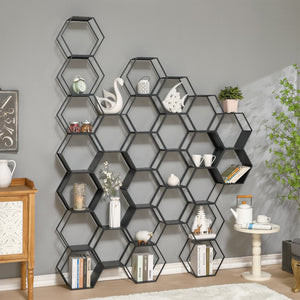 Set raft fagure perete Tand 32x37x18,5 cm negru [en.casa]