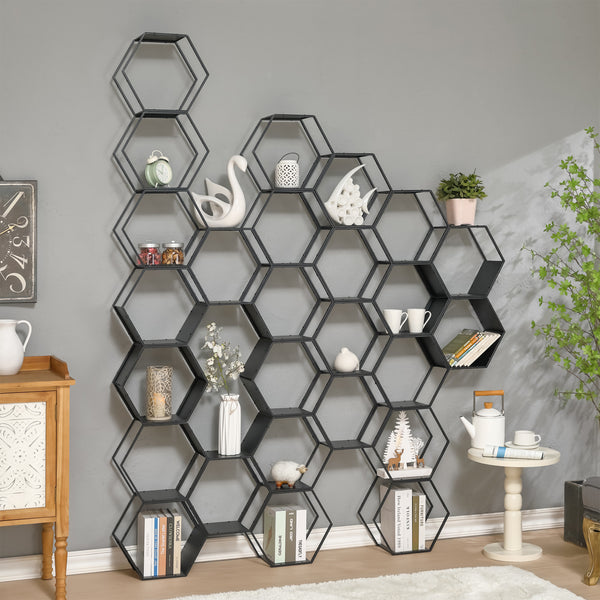 Set raft fagure perete Tand 32x37x18,5 cm negru [en.casa]