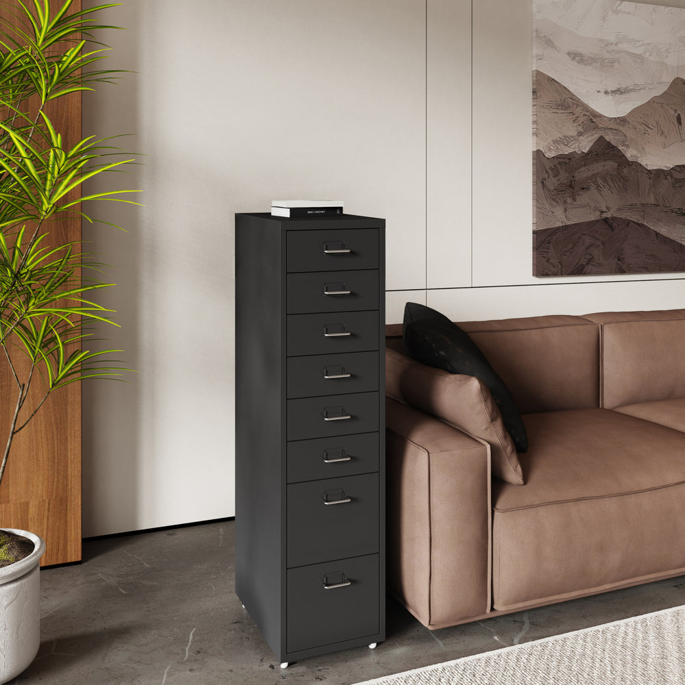 Rollcontainer Kökar mit 8 Schubladen 109x28x41 cm [en.casa] - premiumXL