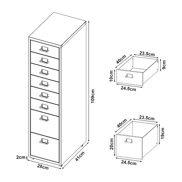 Dulap mobil birou Kökar 109x28x41 cm 8 sertare [en.casa]