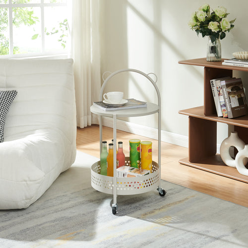 Carucior rotund pe 3 roti pt servire la masa Jässaatka 76x40 cm gri [en.casa] 