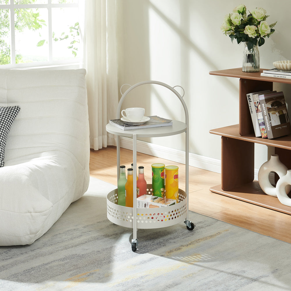 Carucior rotund pe 3 roti pt servire la masa Jässaatka 76x40 cm gri [en.casa] 