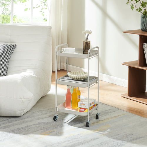 Carucior servire la masa cu 3 nivele Kelevn 67x33x31 cm otel gri [en.casa]