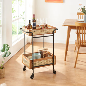 Servierwagen Tervola 81x61x39 cm Rattanoptik [en.casa] - premiumXL