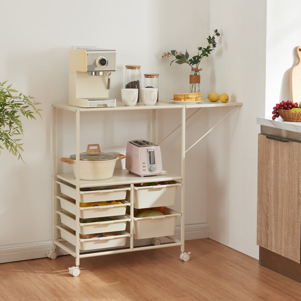 Carucior rulant Sørfold 100x37x85cm otel alb [en.casa]