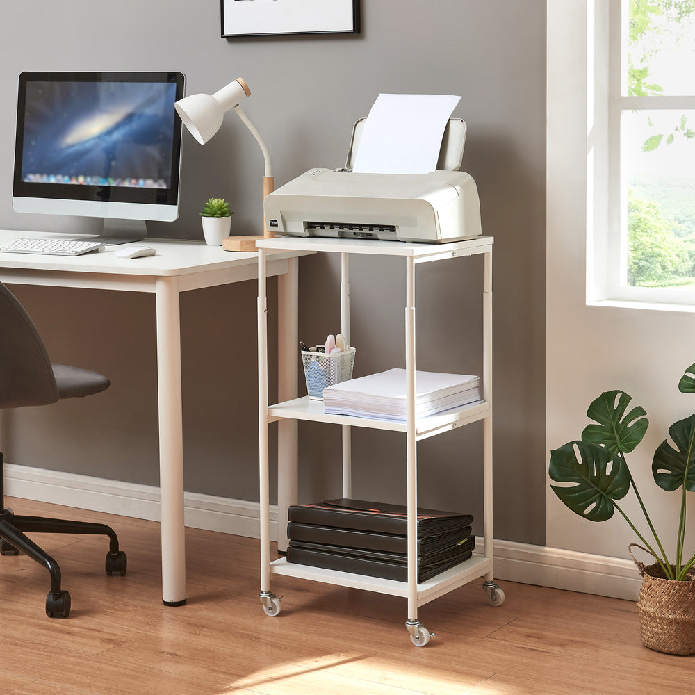 Rollbarer Druckertisch Janertu 82x39x35 cm Weiß [en.casa] - premiumXL