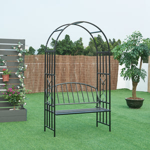Pergola trandafiri cu banca Barile 205x114x55cm otel negru [casa.pro]