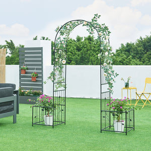 Pergola pentru trandafiri cu jardiniere Barisciano 220x202x50cm otel negru [casa.pro]