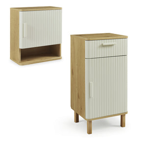 Set 2/3/4 piese mobilier baie Ferrersp efect lemn stejar/oatmeal [en.casa]