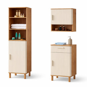 Set 2/3/4 piese mobilier baie Ferrersp efect lemn stejar/oatmeal [en.casa]