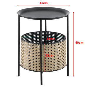 Masuta cafea Beaumont negru/culoarea nisipului masuri diferite [en.casa]