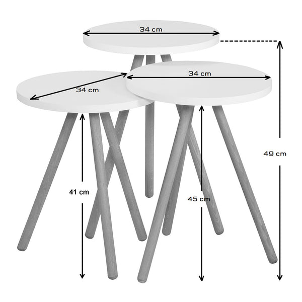 Set 3 masute Hjørring masuri si culori diferite [en.casa]