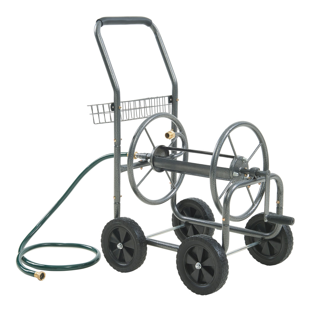 Carucior pentru furtun gradina cu furtun de conectare 1,5m Gelibolu 84x48x93 cm gri [pro.tec]