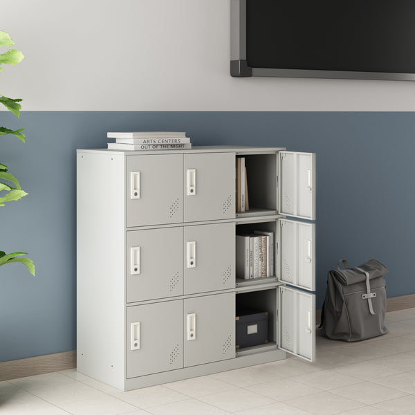 Dulap metalic Rautavaara 100x90x40cm gri deschis cu 4/6/9 usi [en.casa]