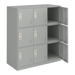 Dulap metalic Rautavaara 100x90x40cm gri deschis cu 4/6/9 usi [en.casa]
