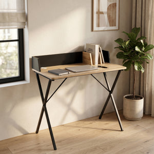 Birou Kappespoo 84x80x50 cm Negru/Aspect stejar [en.casa]