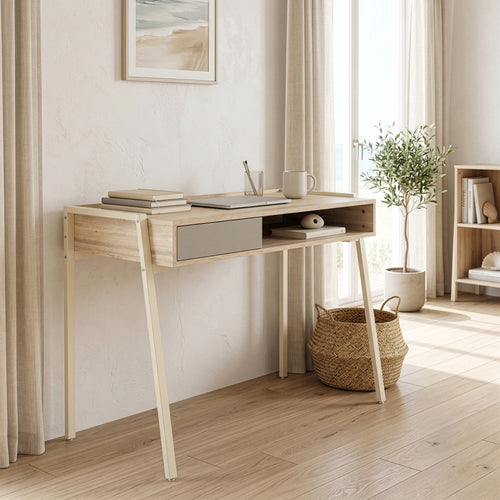 Birou Boderas 107x55x78 cm Bej/Travertin [en.casa]