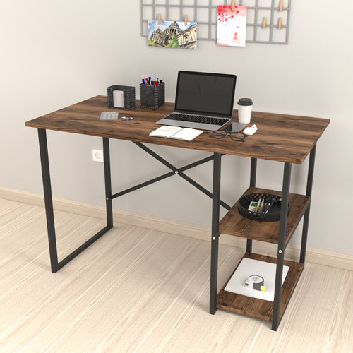 Schreibtisch Nittedal mit Regal 120x60x75cm in versch. Farben [en.casa] - premiumXL