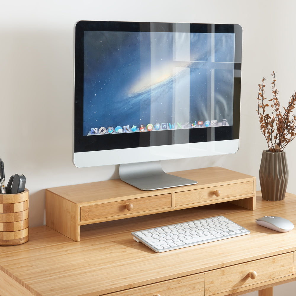 Monitorständer Hallstahammar 56x18x9,5 cm Bambus [en.casa] - premiumXL