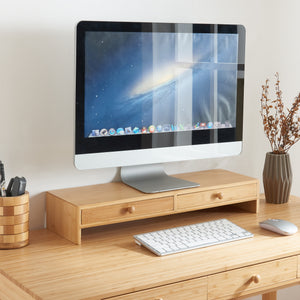 Monitorständer Hallstahammar 56x18x9,5 cm Bambus [en.casa] - premiumXL