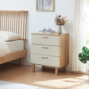 Comoda cu 3 sertare Ferrersp 70x60x40 cm efect stejar/oatmeal/natur [en.casa]