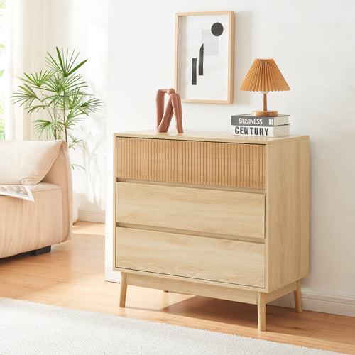 Kommode Landskrona 80x80x40 cm mit 3 Schubladen Eicheoptik [en.casa] - premiumXL
