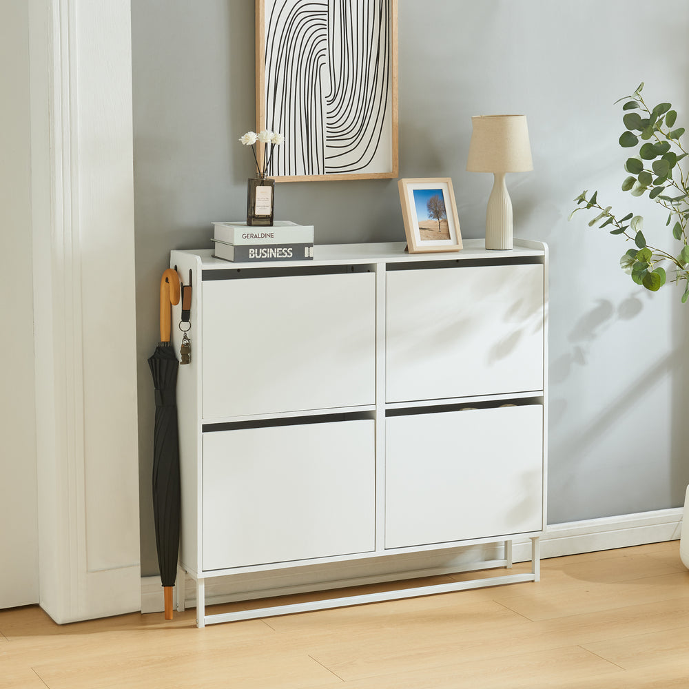 Dulap pantofi Ylitornio 91,5x100x19cm alb [en.casa]