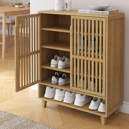 Dulap pantofi Sirgerg 91x72x35 cm bambus natur  [en.casa] 