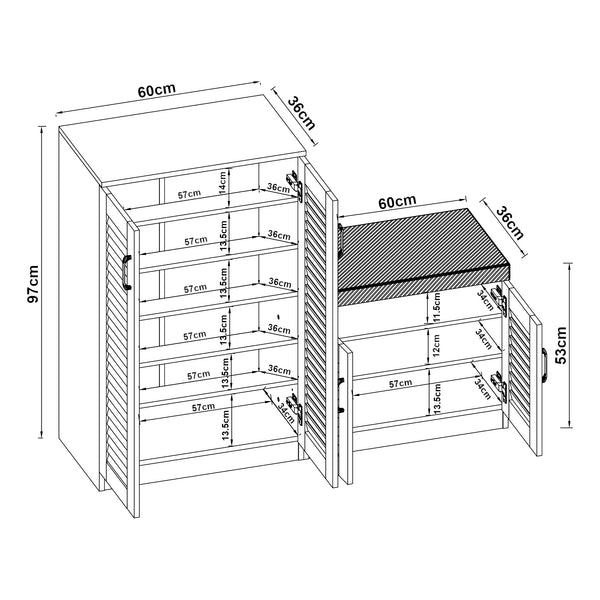 Dulap pantofi Loten 97x120x36cm wenge [en.casa]