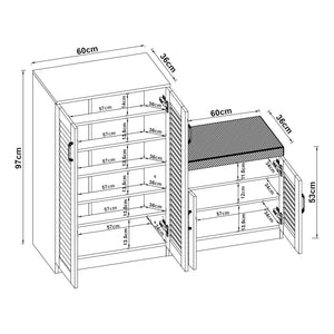 Dulap pantofi Loten 97x120x36cm efect lemn stejar [en.casa]