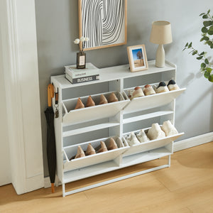 Dulap pantofi Ylitornio 91,5x100x19cm alb [en.casa]