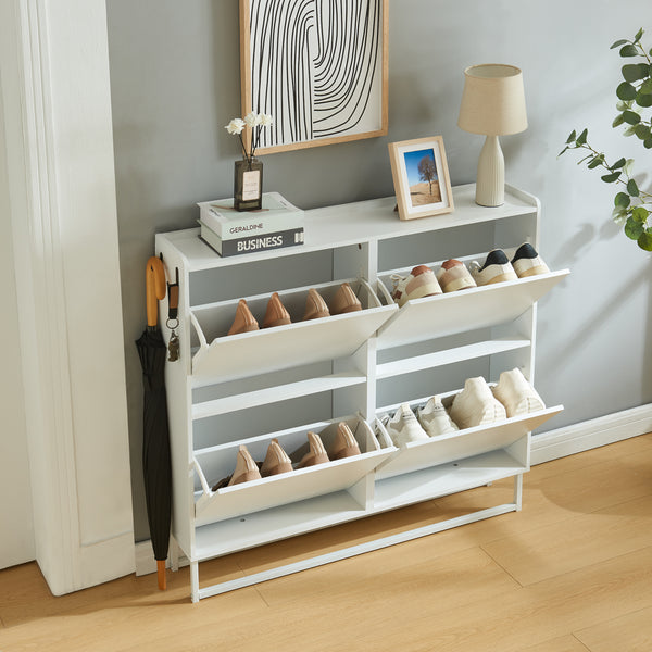 Dulap pantofi Ylitornio 91,5x100x19cm alb [en.casa]