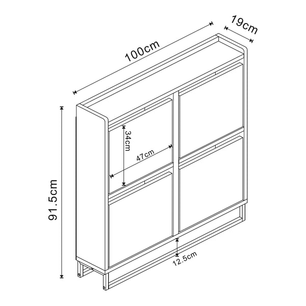 Dulap pantofi Ylitornio 91,5x100x19cm alb [en.casa]