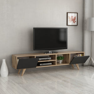 Comoda TV Assens 40 x 160 x 31 cm cu 2 usi si 3 rafturi culori diferite [en.casa]