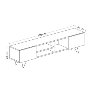 Comoda TV Assens 40 x 160 x 31 cm cu 2 usi si 3 rafturi culori diferite [en.casa]