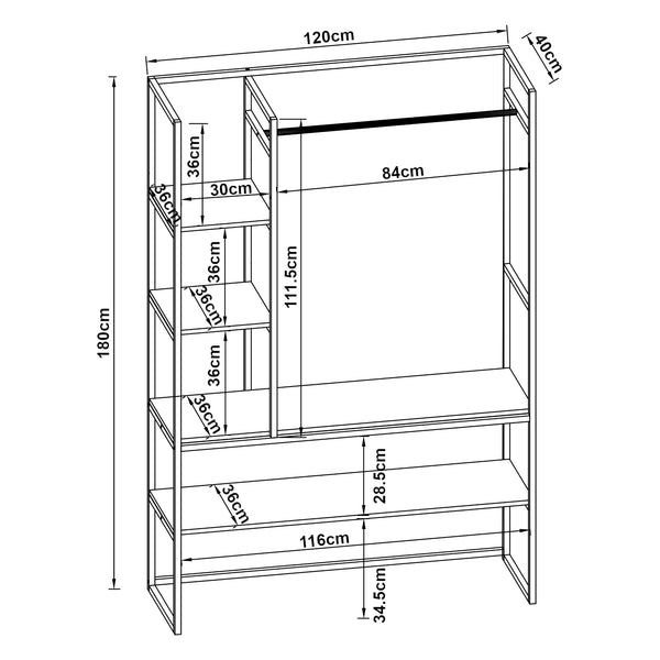 Suport haine Horgau 180x120x40 cm [en.casa]