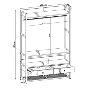 Suport haine Isen 180x120x40 cm [en.casa]