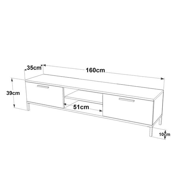 Comoda TV Lempaala 39x160x35cm cu 2 rafturi [en.casa]