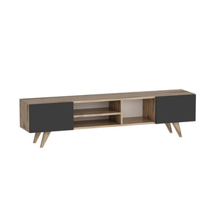 Comoda TV Assens 40 x 160 x 31 cm cu 2 usi si 3 rafturi culori diferite [en.casa]