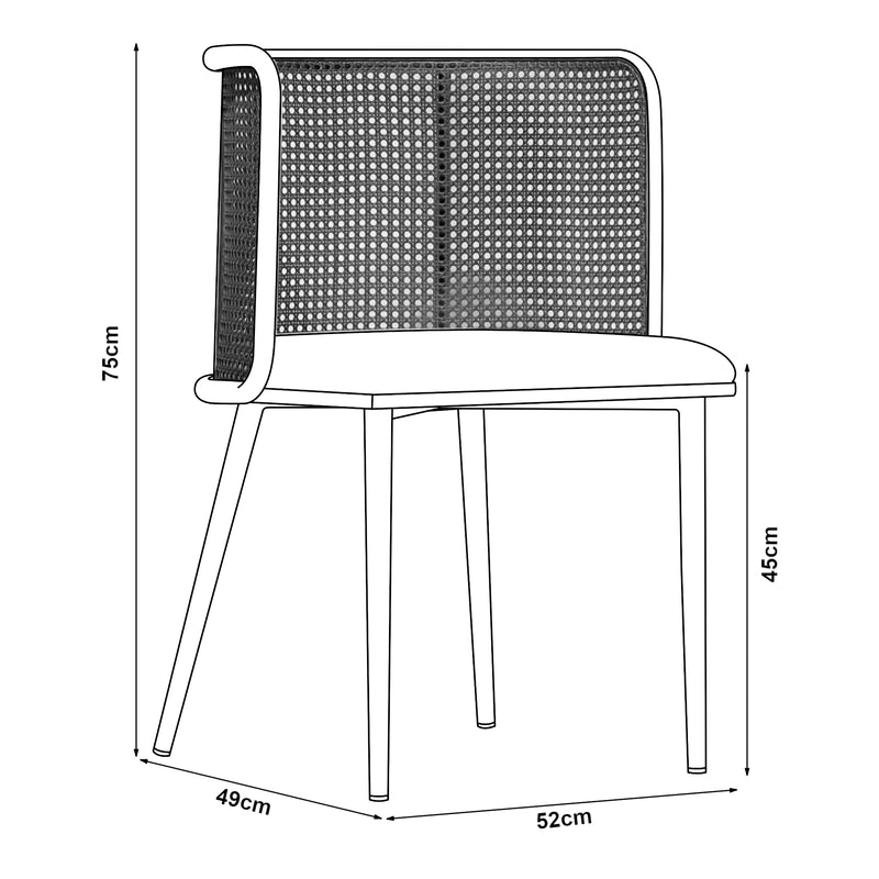 Schiță cotată Set 2 scaune bucatarie Flen 75x52x49cm culori diferite [en.casa]