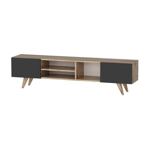 Comoda TV Assens 40 x 160 x 31 cm cu 2 usi si 3 rafturi culori diferite [en.casa]