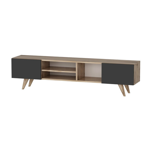 Comoda TV Assens 40 x 160 x 31 cm cu 2 usi si 3 rafturi culori diferite [en.casa]