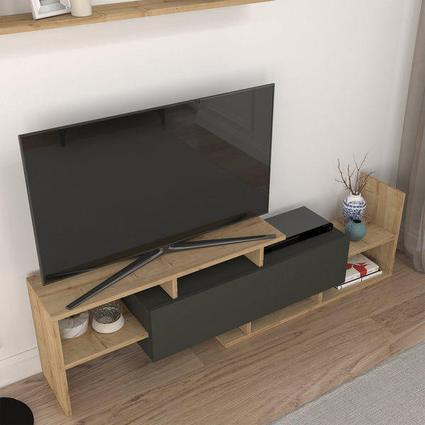 Set dulap TV cu raft de perete Liksefte 154x28x42 cm [en.casa]