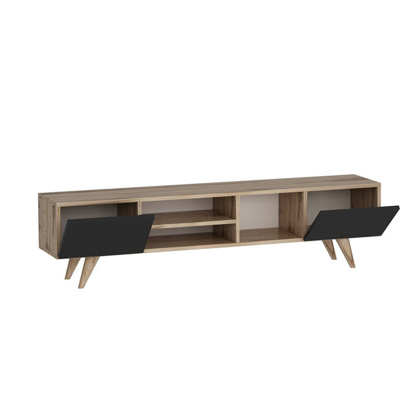 Comoda TV Assens 40 x 160 x 31 cm cu 2 usi si 3 rafturi culori diferite [en.casa]