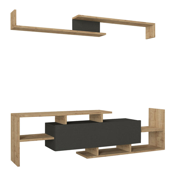Set dulap TV cu raft de perete Liksefte 154x28x42 cm [en.casa]