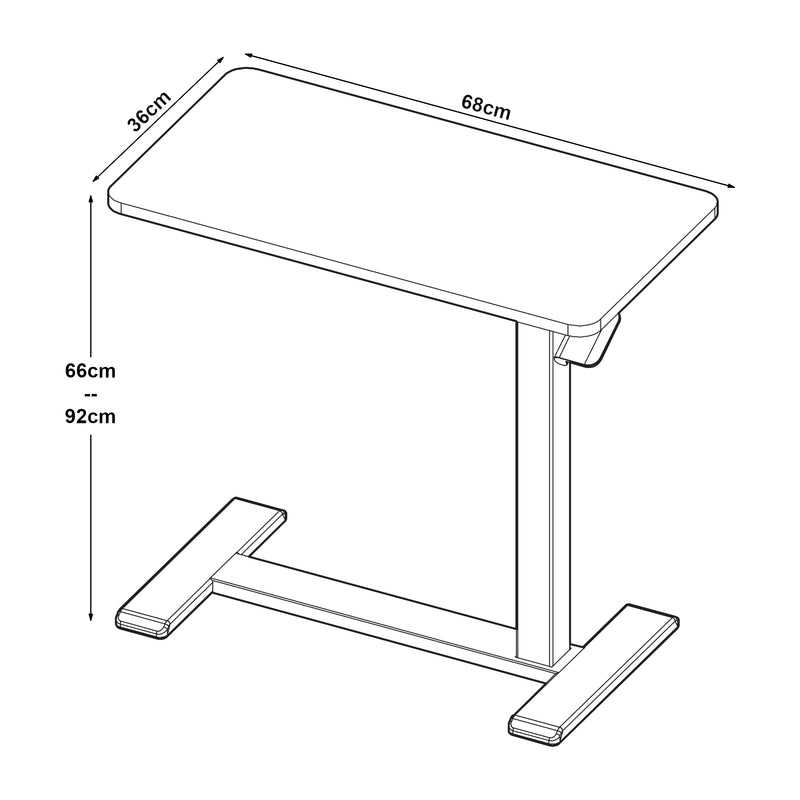 Schiță cotată Masa reglabila laptop Klirg 68x36x66-92 cm [en.casa]