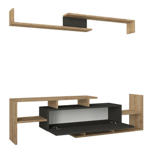 Set dulap TV cu raft de perete Liksefte 154x28x42 cm [en.casa]