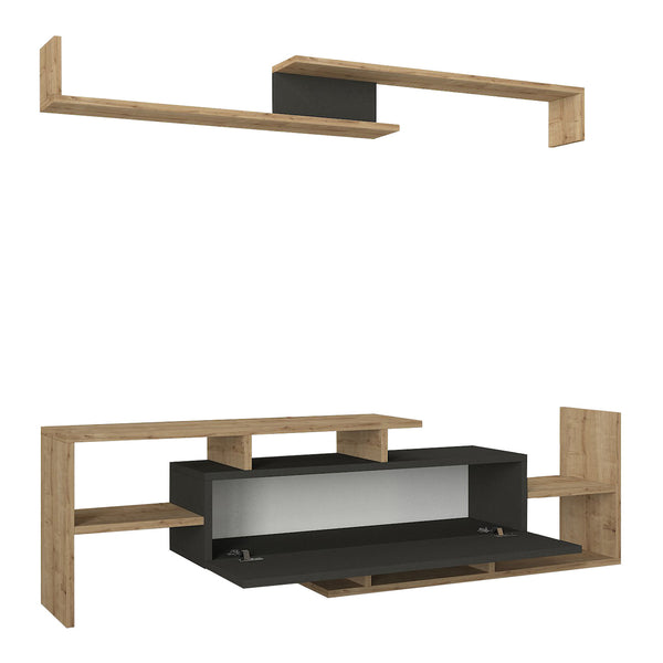 Set dulap TV cu raft de perete Liksefte 154x28x42 cm [en.casa]