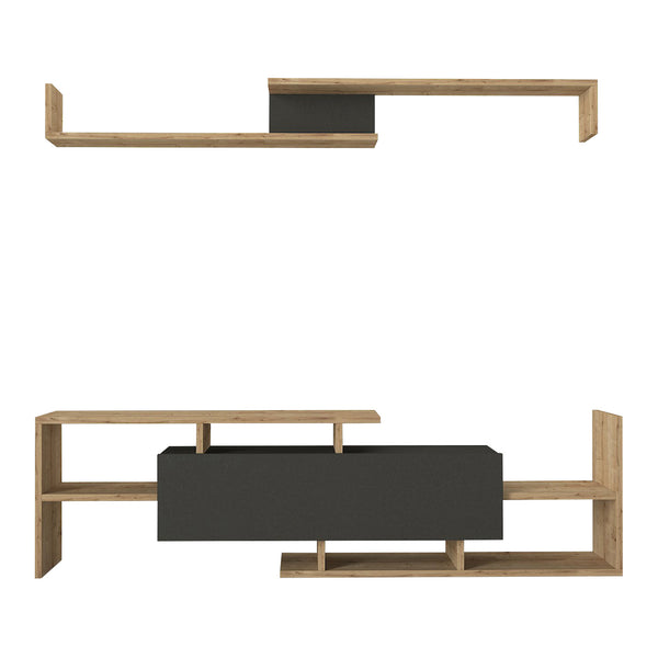 Set dulap TV cu raft de perete Liksefte 154x28x42 cm [en.casa]