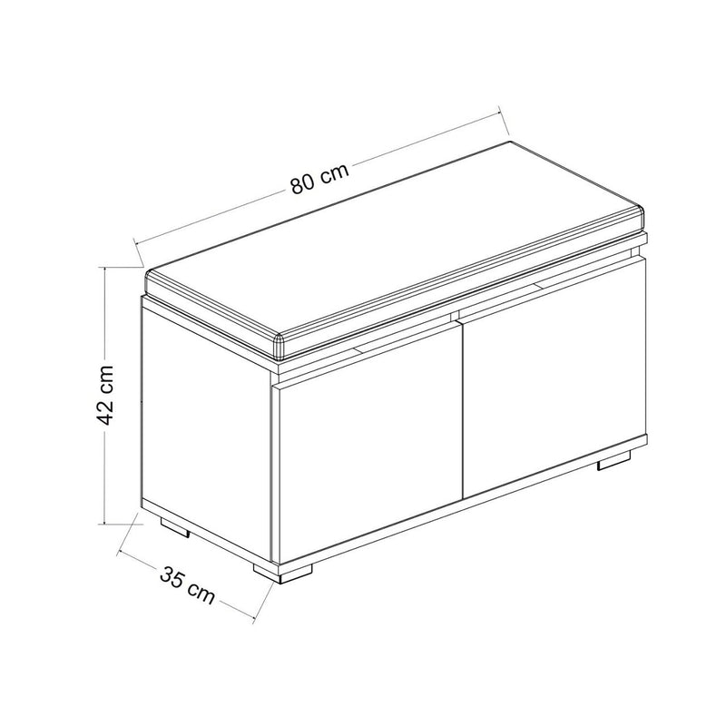 Schiță cotată Dulap pantofi Brande 42x80x35cm culori diferite [en.casa]